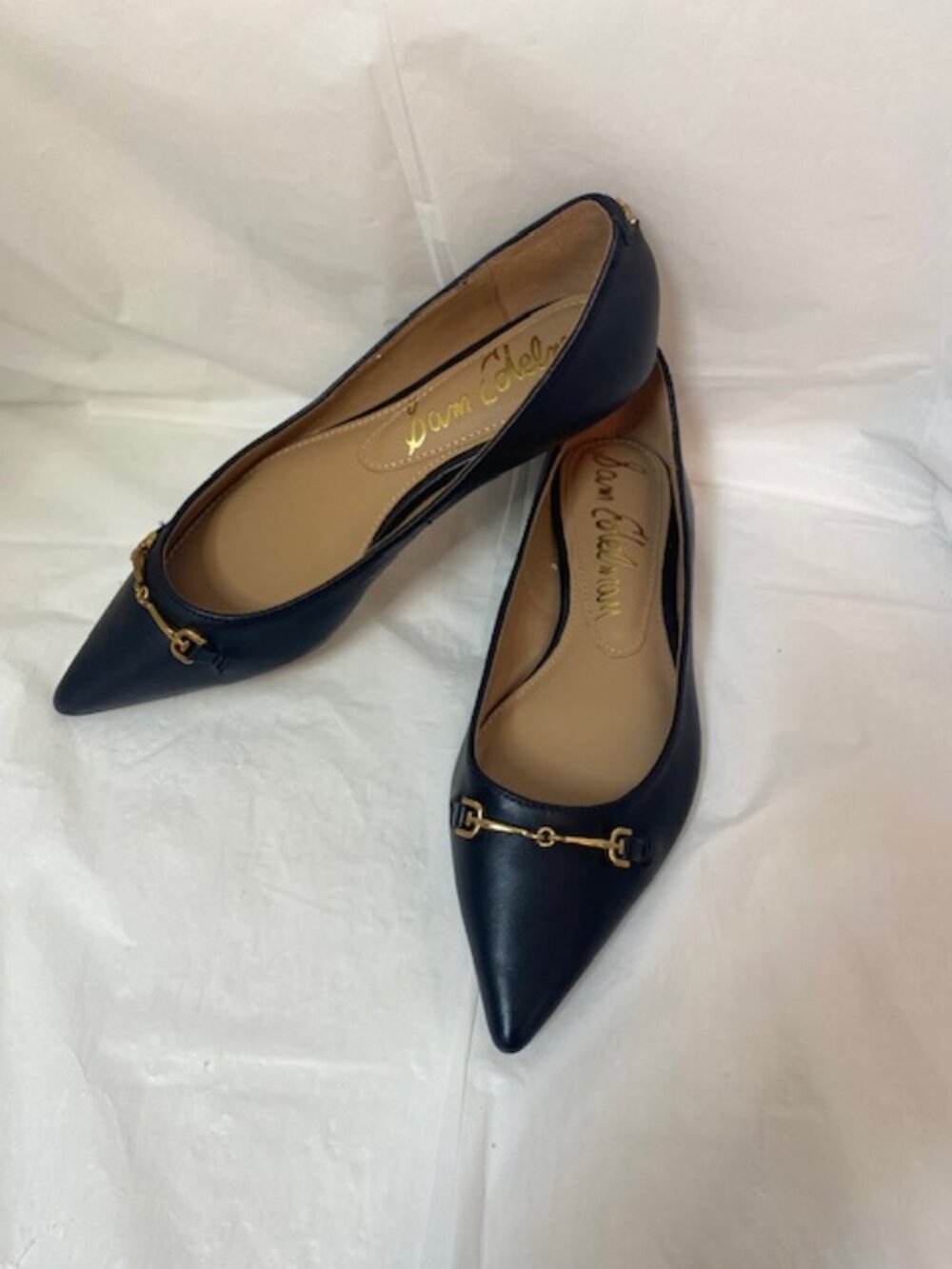 Sam Edelman Nori Pointed-Toe Black Leather Horsebit Flats - Women's Size 5M - Picture 2 of 6